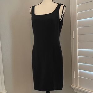 Hugo Buscati Collection 100% Silk Black Sheath Dress Sleeveless Lined 10 8 M